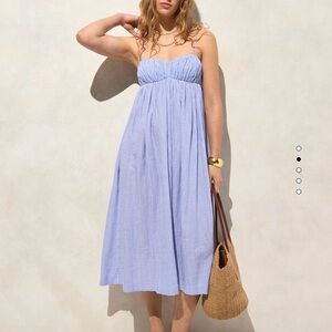 J.Crew Airy Gauze Empire Waist Midi Dress in Stripe